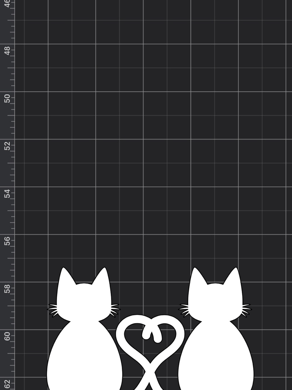 White Cat Silhouette Decal - Paired Cats with Heart Tails car decals